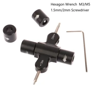Compact FPV Ratchet Wrench with M5 Prop Nut Socket and Titanium Hex Bits