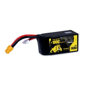 DOGCOM 1480mAh 180C 6S 22.2V LiPo Battery with XT60 Connector for FPV Quads